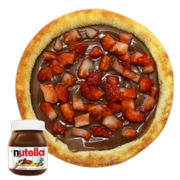 Esfihas DOCE: Esfiha de Nutella® com Morango - Esfihas Artesanais, Delícias Árabes (Ingredientes: Leite Ninho, Morango, Nutella)