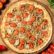 Premium: Atum Paulista - Pizza Grande (Ingredientes: atum sólido, Azeitona, Cebola, Finalizada com orégano, Molho, Muçarela, Tomate Seco)