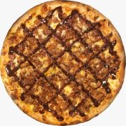 Salgadas: Costela com Barbecue - Pizza Família (Ingredientes: Costela Desfiada, Molho Barbecue, Molho de Tomate, Mussarela, Orégano)