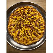 Especiais: Milho e Bacon - Pizza Grande (Ingredientes: Bacon, Milho, Molho, Mussarela, Orégano)