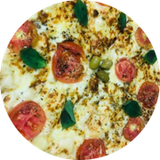 Promocionais: Marguerita - Pizza Grande (Ingredientes: Molho, Mussarela, Manjericão, Tomate, Parmesão)