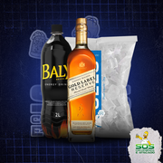 Kits de Whisky: Gold Label + 01 Baly + Gelo 3kg)