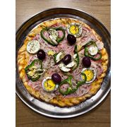 Especiais: Portuguesa Especial - Pizza Grande (Ingredientes: Azeitona Preta, Cebola, Molho, Mussarela, Orégano, Ovos, Pimentão, Presunto)