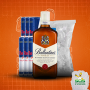 whisky + red bull + gelo: Ballantines + 06 Red Bull + 01 Gelo 3kg)