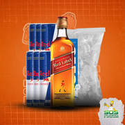 whisky + red bull + gelo: Red Label + 06 Red Bull + 01 Gelo 3kg)