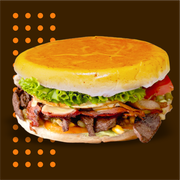 Xis Brood Filé: X-Brood Filé Salada - Xis (Ingredientes: Pão, Alface, Tomate, Milho, Filé, Presunto, Muçarela, Ovo, Maionese Verde, Mostarda, Ketchup)