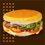 Xis Brood: X-brood - Xis (Ingredientes: Pão, Hambúrguer Bovino, Ovo, Presunto, Muçarela, Ketchup, Mostarda, Maionese Verde)