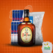 whisky + red bull + gelo: Grand Old Parr + 06 Red Bull + 01 Gelo 3kg)