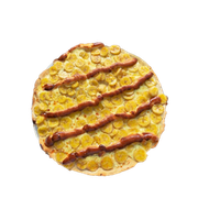Doces: Banana Nevada - Pizza Grande (Ingredientes: Açúcar Cristal, Banana, Chocolate Branco, Mussarela)