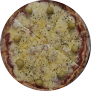 Variadas: 12-Florença - Pizza Grande (Ingredientes: Azeitona, Calabresa Fatiada, Molho de Tomate, Mussarela, Orégano)