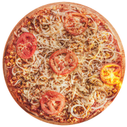 Especiais: Vegetariana Com Cebola Temperada - Pizza Família (Ingredientes: Molho, Muçarela, Palmito, Milho Verde, Ervilha, Tomate, Cebola, Orégano)