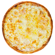 Tradicionais: Três Queijos - Pizza Família (Ingredientes: Provolone, Muçarela, Queijo Prato, Orégano)