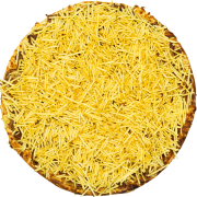 Tradicionais: 61-Strogonoff de Frango - Pizza INDIVIDUAL 20 Cm /2 Fatias (Ingredientes: Batata Palha, Molho de Tomate, Mussarela, Orégano, Strogonoff de Frango)