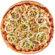 Super Especiais: Baiana Du Cora Com Cebola Temperada - Pizza Família (Ingredientes: Molho, Muçarela, Catupiry, Calabresa, Bacon, Ervilha, Tomate, Ovo, Cebola, Orégano, Pimenta)