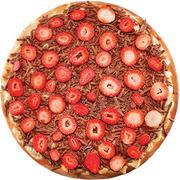 Doces: Chocomorango - Pizza Família (Ingredientes: Chocolate, Morango, Muçarela, Leite Condensado, Creme de Leite)