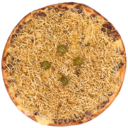 Especiais: Strogonoff de Frango - Pizza Família (Ingredientes: Molho, Muçarela, Strogonoff de Frango, Batata Palha, Orégano, Milho Verde, Ervilha)