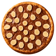 Doces: Chocobanana - Pizza Família (Ingredientes: Creme de Leite, Muçarela, Banana, Açúcar, Chocolate)