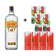 Combo: Combo Gin Gordons Trad. 750ml com Red Bull Melancia - 1 Gordons Trad. 750ml4 Red Bull Melancia 250ml4 Gelos Melancia2 Copos 700ml