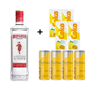 Combo: Combo Gin Beefeater Trad. 750ml com Red Bull Tropical 250ml - 1 Beefeater Tradicional 750ml / 4 Red Bull Tropical 250ml / 4 Gelos Maracujá / 2 Copos 700ml