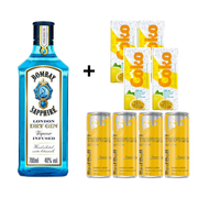 Combo: Combo Gin Bombay Trad. 750ml com Red Bull Tropical 250ml - 1 Bombay Tradicional 750ml / 4 Red Bull Tropical 250ml / 4 Gelos Maracujá / 2 Copos 700ml