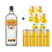 Combo: Combo Gin Gordons Trad. 750ml com Red Bull Tropical - 1 Gin Gordons Trad. 750ml / 4 Red Bull Tropical / 4 Gelos Maracujá / 2 Copos 700ml.