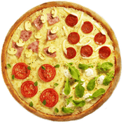 Pizza Brotão: Quatro Estações - Pizza Brotão (Ingredientes: Calabresa, Mista, Molho, Mussarela, Portuguesa)