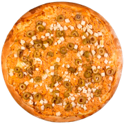 Especiais: Frango Com Palmito - Pizza Família (Ingredientes: Molho, Muçarela, Frango Desfiado, Palmito, Tomate, Orégano)