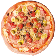 Super Especiais: Lombo a Portuguesa - Pizza Família (Ingredientes: Molho, Muçarela, Lombo, Ovo, Tomate, Orégano)