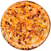 Especiais: Bacon com Abacaxi - Pizza Família (Ingredientes: Molho, Muçarela, Bacon, Abacaxi caramelizado, Orégano)