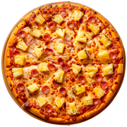 Especiais: Calabresa Com Abacaxi - Pizza Família (Ingredientes: Molho, Muçarela, Calabresa, Abacaxi caramelizado, Cebola, Orégano)