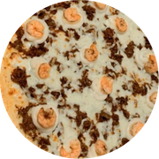 Pizzas Premium (Personalizável): CAMARAO DA CASA - Pizzas Premium (Personalizável) (Ingredientes: Camarão, Carne de Sol, Molho de tomate, Mussarela, Orégano, Requeijão)