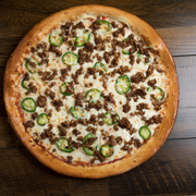 Especiais: Ocidente - Pizza Grande (Ingredientes: Brócolis no azeite e especiarias, Catupiry, Croutons de bacon bovino, Palmito)