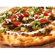Gourmet: Shawarma - Pizza Gigante (Ingredientes: Molho de Tomate, Mussarela, Filé, Creme de alho, Batata Palha, Alface, Tomate, Orégano)