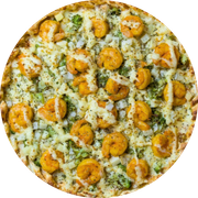 Premium: 46-Ilha das Cabras - Pizza Pequena (Ingredientes: Brócolis, Camarão, Catupiry, Molho de Tomate, Mussarela, Orégano, Palmito)