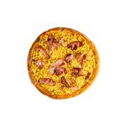 Tradicionais: Milho c/ Bacon - Pizza Gigante (Ingredientes: Molho de Tomate, Milho, Bacon, Mussarela, Orégano)