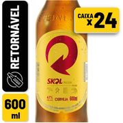 Retornáveis 600ml: Skol Pilsen Retornável 600ml (Caixa 24 Unidades) - Caixa 600ml