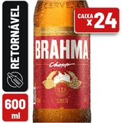 Retornáveis 600ml: Brahma Chopp Retornável 600ml (Caixa 24 Unidades) - Cerveja