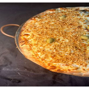 Pizzas Salgadas: 01-Alho Frito - Pizza Grande (Ingredientes: Alho Frito Granulado, Azeitona, Molho de Tomate, Mussarela, Orégano)