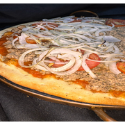 Pizzas Salgadas: 03-Atum - Pizza Grande (Ingredientes: Atum, Azeitona, Cebola, Molho de Tomate, Orégano, Tomate)