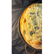 Pizzas Salgadas: 36-Cinco Queijos - Pizza Grande (Ingredientes: Azeitona, Gorgonzola, Molho de Tomate, Mussarela, Orégano, Parmesão, Provolone, Requeijão Cremoso)