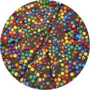 Doces: 36- Chocolate C/ M&M - Pizza Grande (Ingredientes: Creme de Leite, Creme de Chocolate, Confete)