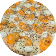 Especiais: 30- Camarão - Pizza Grande (Ingredientes: Molho, Mussarela, Camarão ao Molho, Cheddar, Requeijão Cremoso, Orégano)
