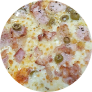 Pizzas Tradicionais: Bacon - Pizza Grande (Ingredientes: Molho Especial, Mussarela, Bacon, Azeitona, Orégano)
