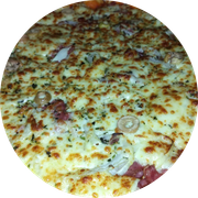 Pizzas Tradicionais: Toscana - Pizza Grande (Ingredientes: Molho Especial, Calabresa, Mussarela, Cebola, Azeitona, Orégano)