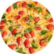 Pizzas Tradicionais: Marguerita - Pizza Grande (Ingredientes: Molho Especial, Mussarela, Tomate Cereja, Manjericão Fresco)
