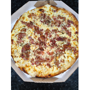Tradicionais: Carne Seca Especial - Pizza Grande (Ingredientes: Azeitona Verde, Bacon, Carne Seca Desfiada, Cebola, Molho de Tomate, Mussarela, Orégano, Palmito, Parmesão)