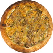 Tradicionais: Fusion - Pizza Individual (Ingredientes: azeite de alho da casa, Fatias de Abobrinha, Muçarela de Búfala, Parmesão, Queijo Brie)
