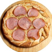 Salgadas: Lombo Canadense - Pizza Família (Ingredientes: Molho, Mussarela, Orégano)