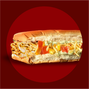 Hot dog: Hot dog Frango - Hot dog (Ingredientes: Frango Desfiado, Pão, Molho hot dog, Queijo Muçarela, ketchup, Mostarda, Maionese Verde)