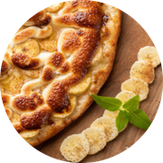 Doces: Banana Nevada - Pizza Grande (Ingredientes: Banana, Canela, Chocolate Branco)